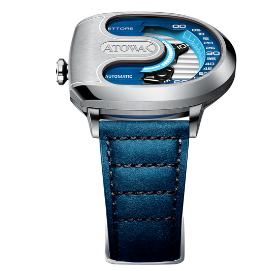 Atowak Ettore Drift 4-Arm Wandering Hour Silver Blue Watches