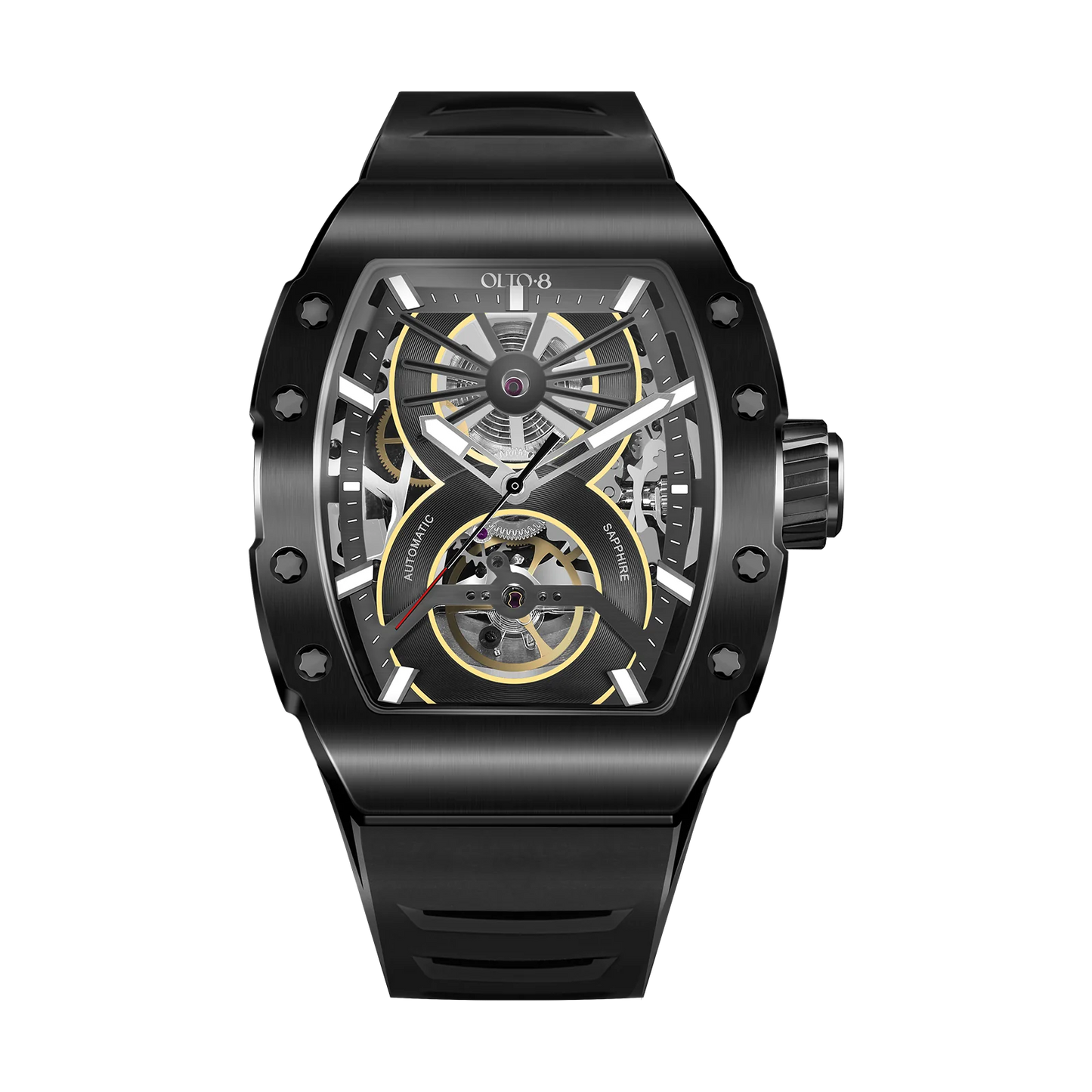 OLTO-8 SHOT Skeleton Automatic Watch Black