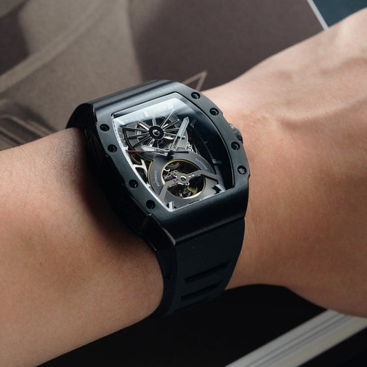 OLTO-8 SHOT Skeleton Automatic Watch Black