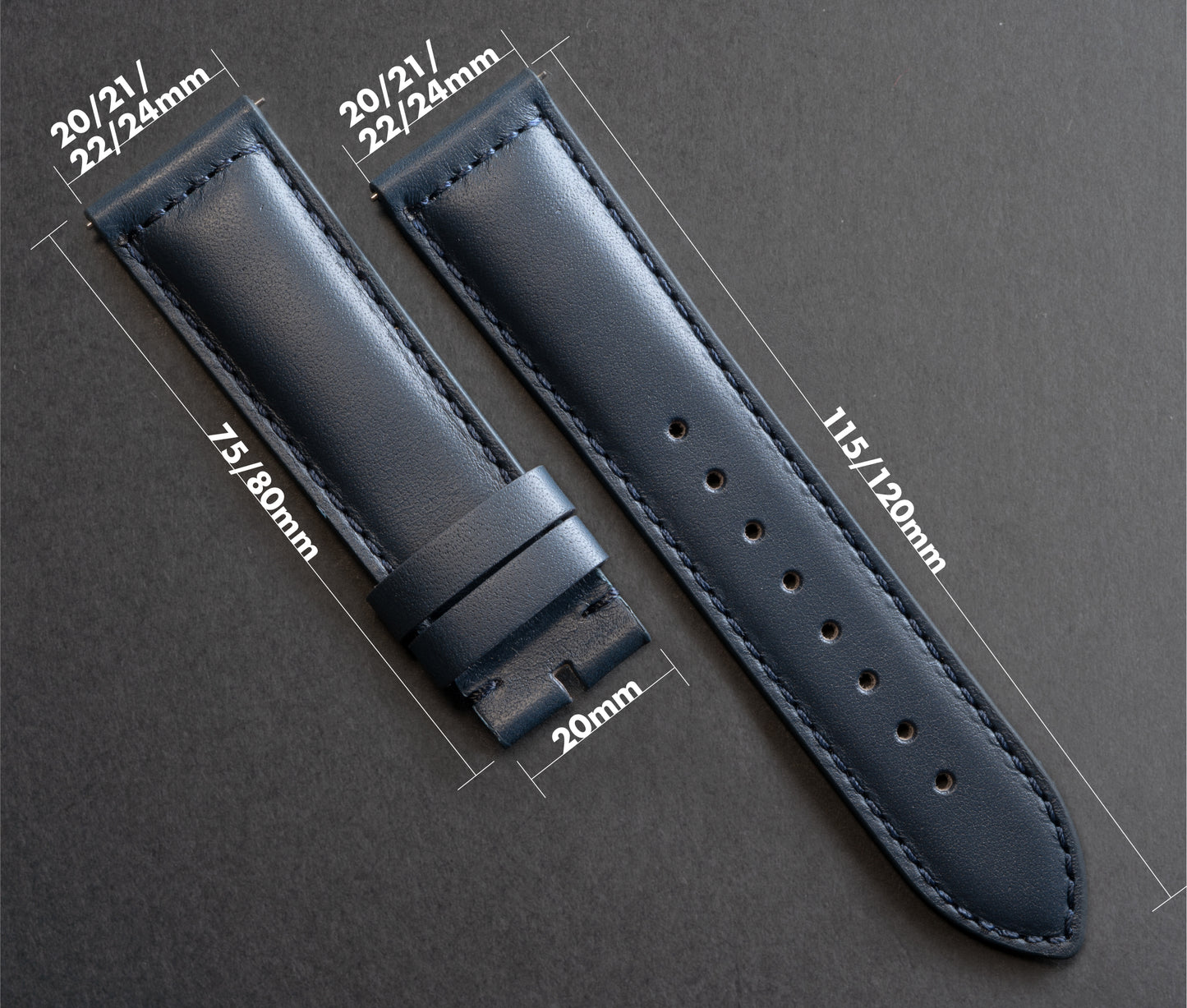 CayCan&Co. - HOS01.4 - Navy Blue Horween Leather Strap