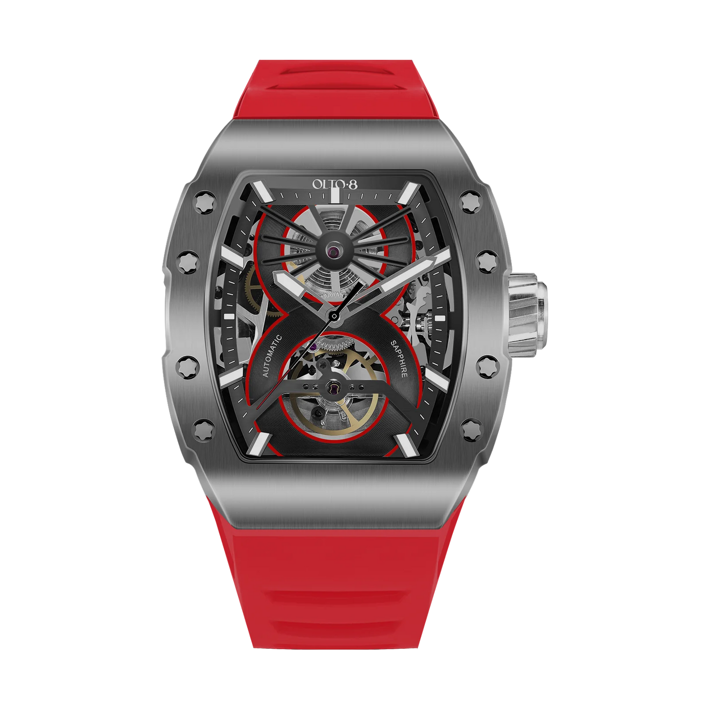 OLTO-8 SHOT Skeleton Automatic Watch Red