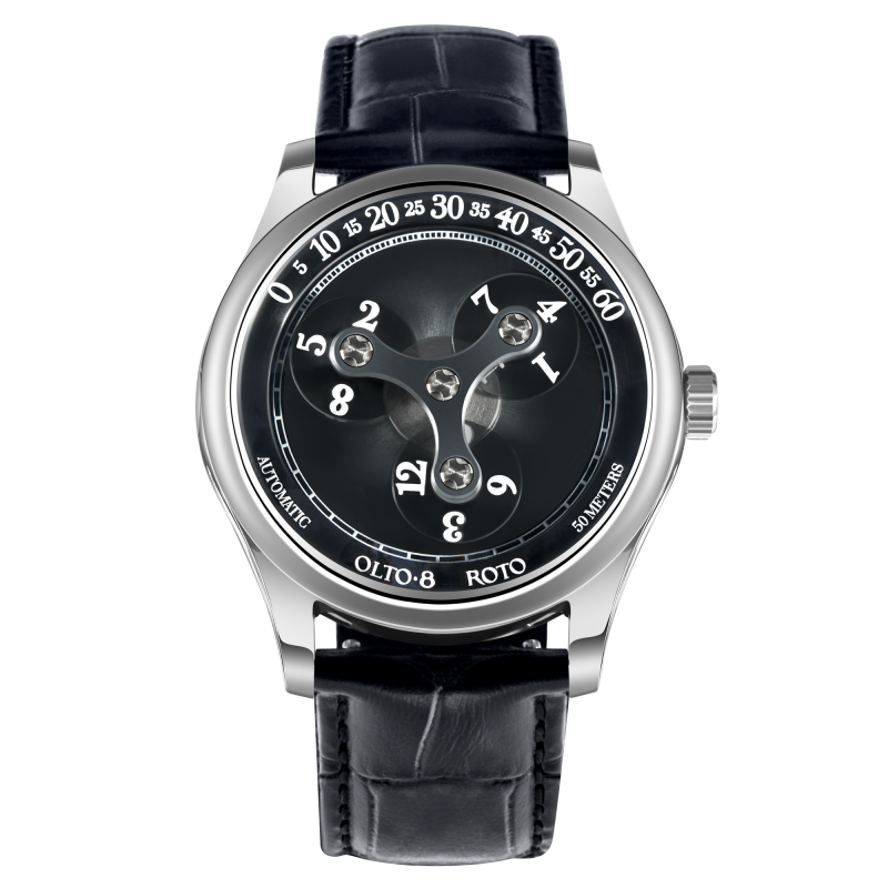 OLTO-8 ROTO Wandering Hour Automatic Watch Midnight Black