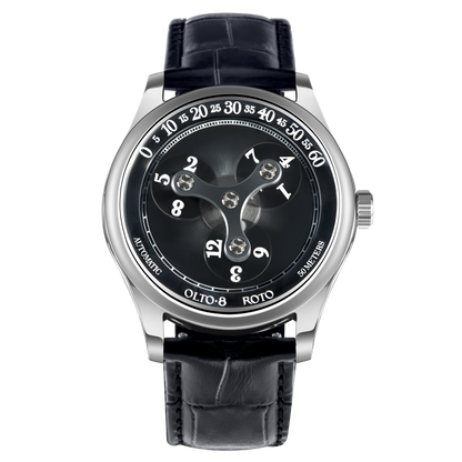 OLTO-8 ROTO Wandering Hour Automatic Watch Midnight Black