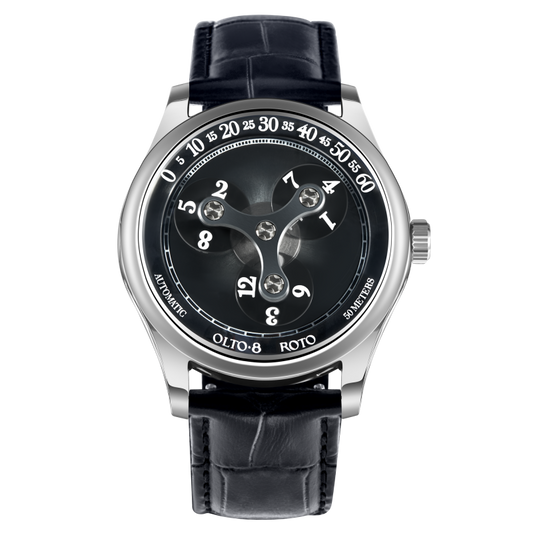 OLTO-8 ROTO Wandering Hour Automatic Watch Midnight Black