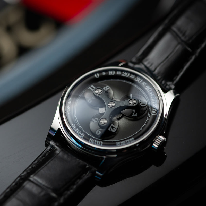 OLTO-8 ROTO Wandering Hour Automatic Watch Midnight Black