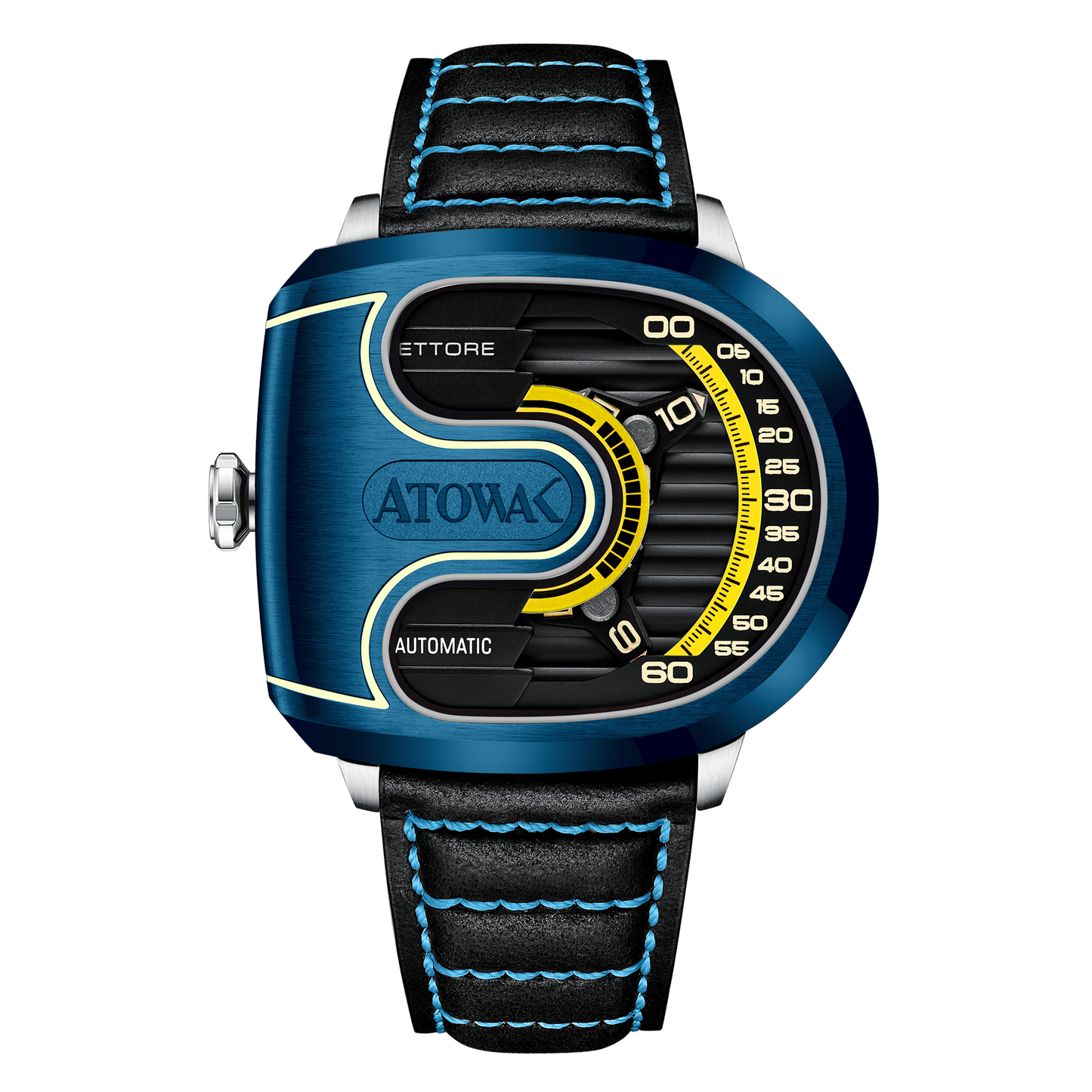 Atowak Ettore Drift 4-Arm Wandering Hour Navy Blue Watches