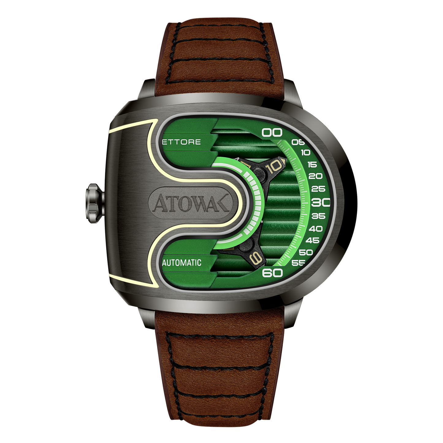 Atowak Ettore Drift 4-Arm Wandering Hour Dark Green Watches