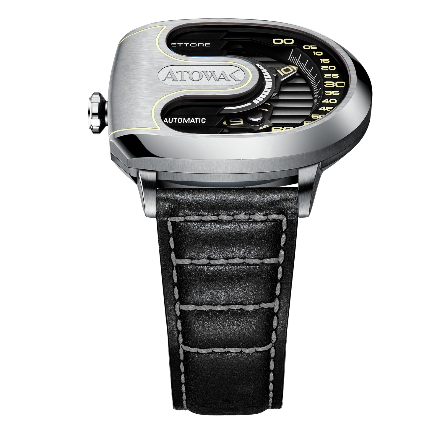 Atowak Ettore Drift 4-Arm Wandering Hour Silver Black Watches