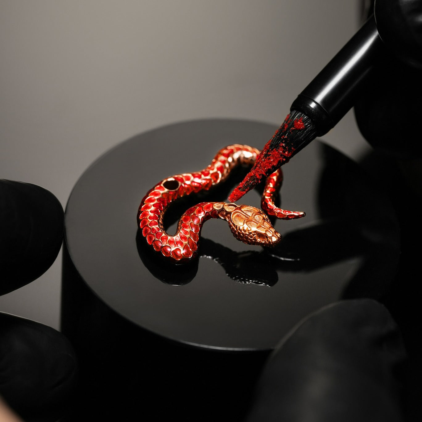 Lucky Harvey - Enamel Snake Automata Chiming Mechanical