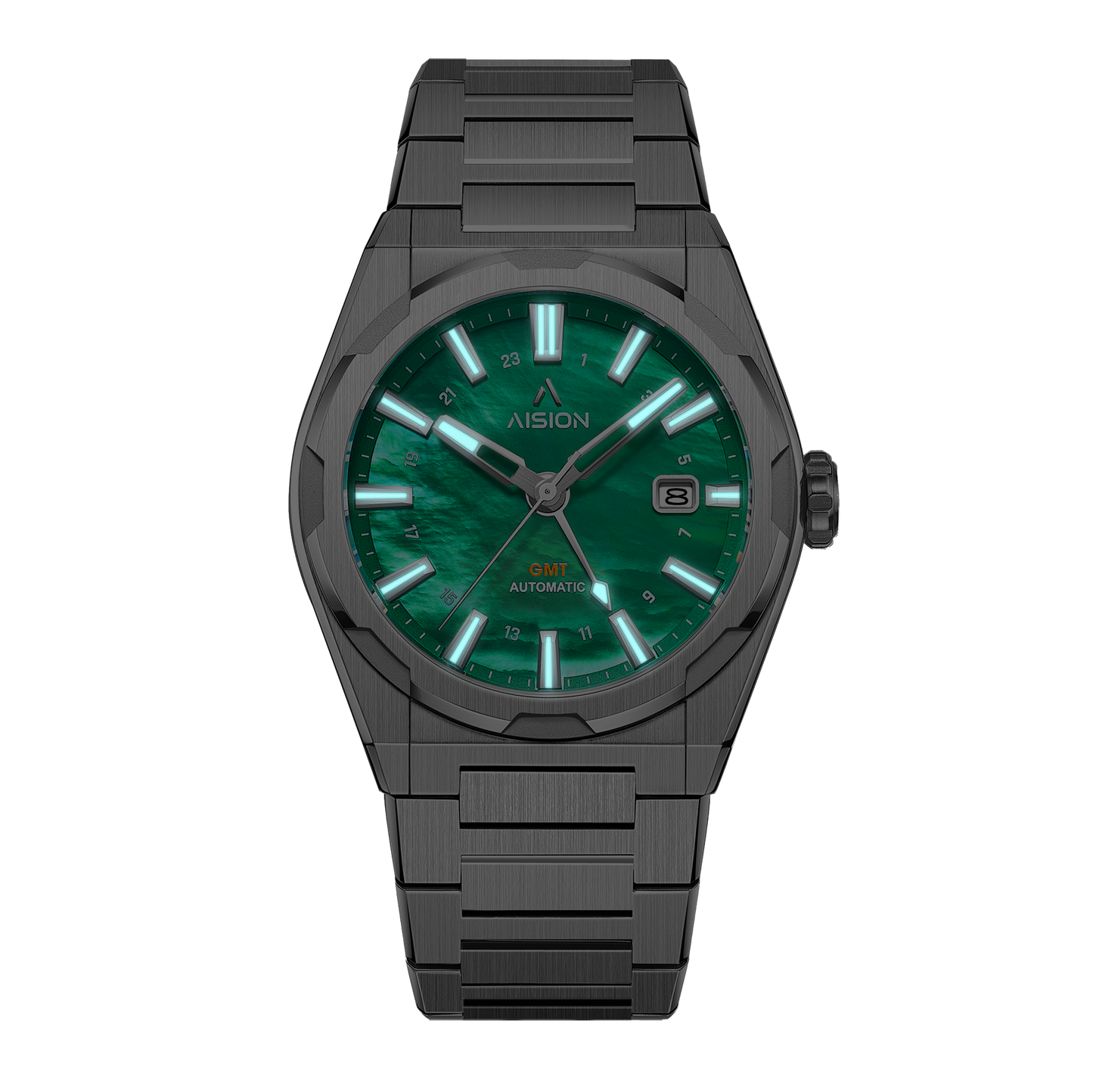 HANG GMT - 綠色貝母錶盤