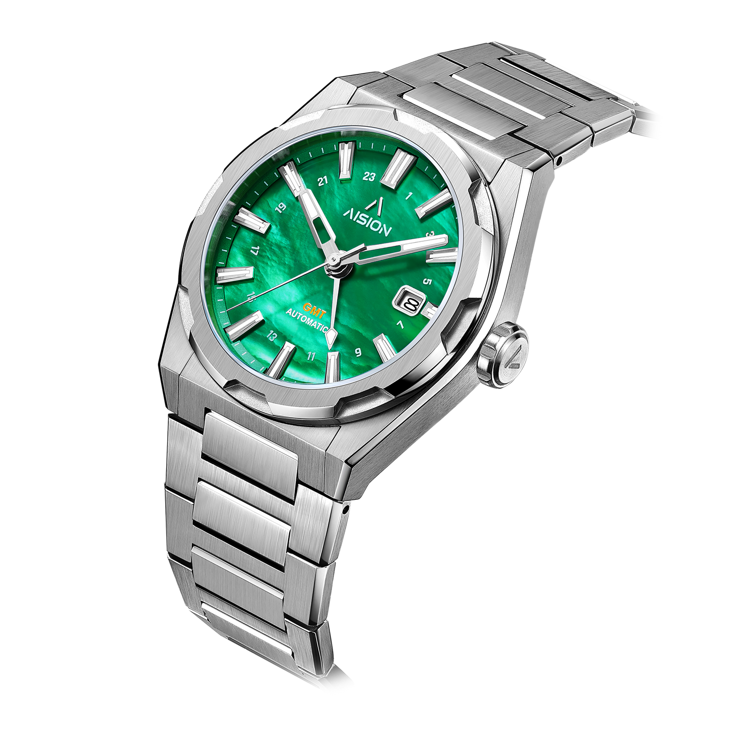 HANG GMT - 綠色貝母錶盤