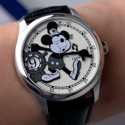 Leger A.FAH - Whistle 1928 Mechanical Animation Jumping Hour Watch