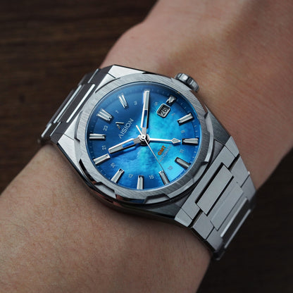 HANG GMT - 藍色貝母錶盤