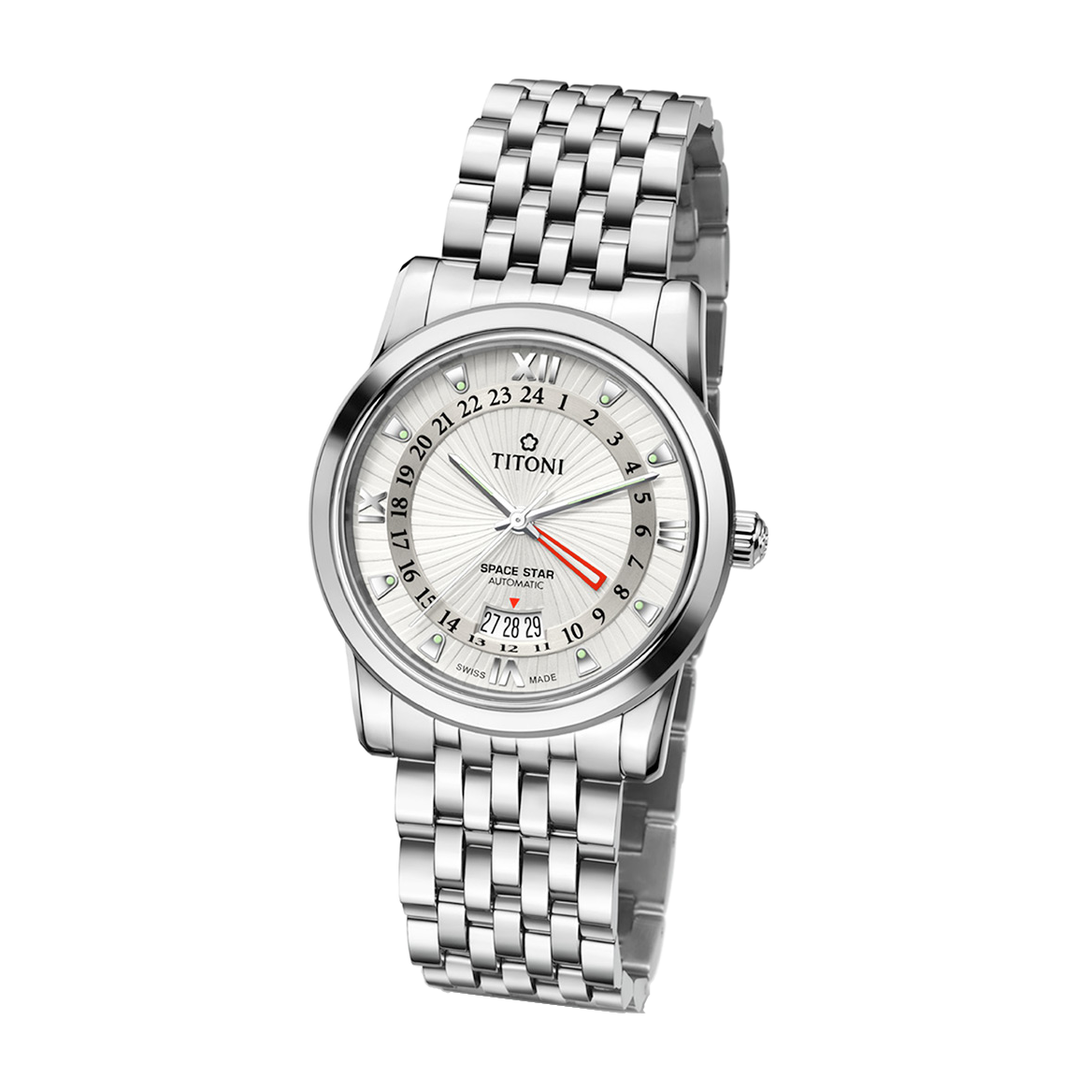 TITONI SPACE STAR GMT - Silver White