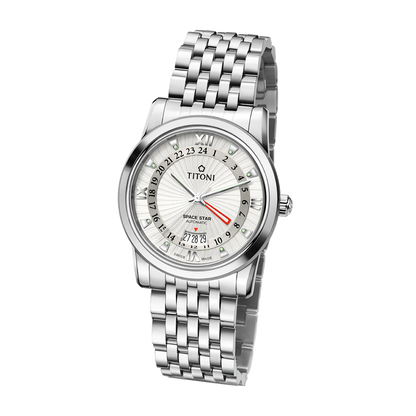 TITONI SPACE STAR GMT - Silver White