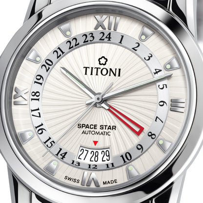 TITONI SPACE STAR GMT - Silver White