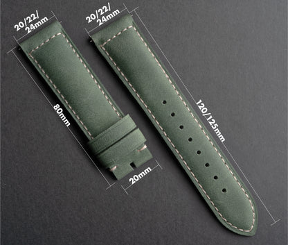 CayCan&Co. - CS01.4 - Matt Forrest Green Crazy Horse Leather Strap