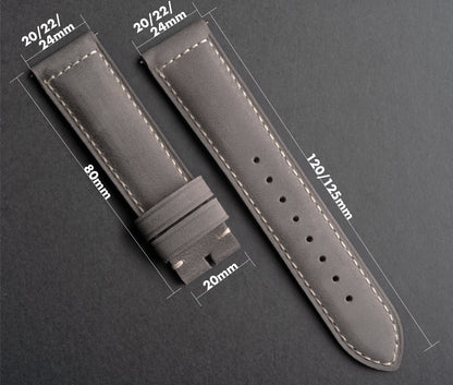 CayCan&Co. - CS01.5 - Matt Neutral Grey Crazy Horse Leather Strap