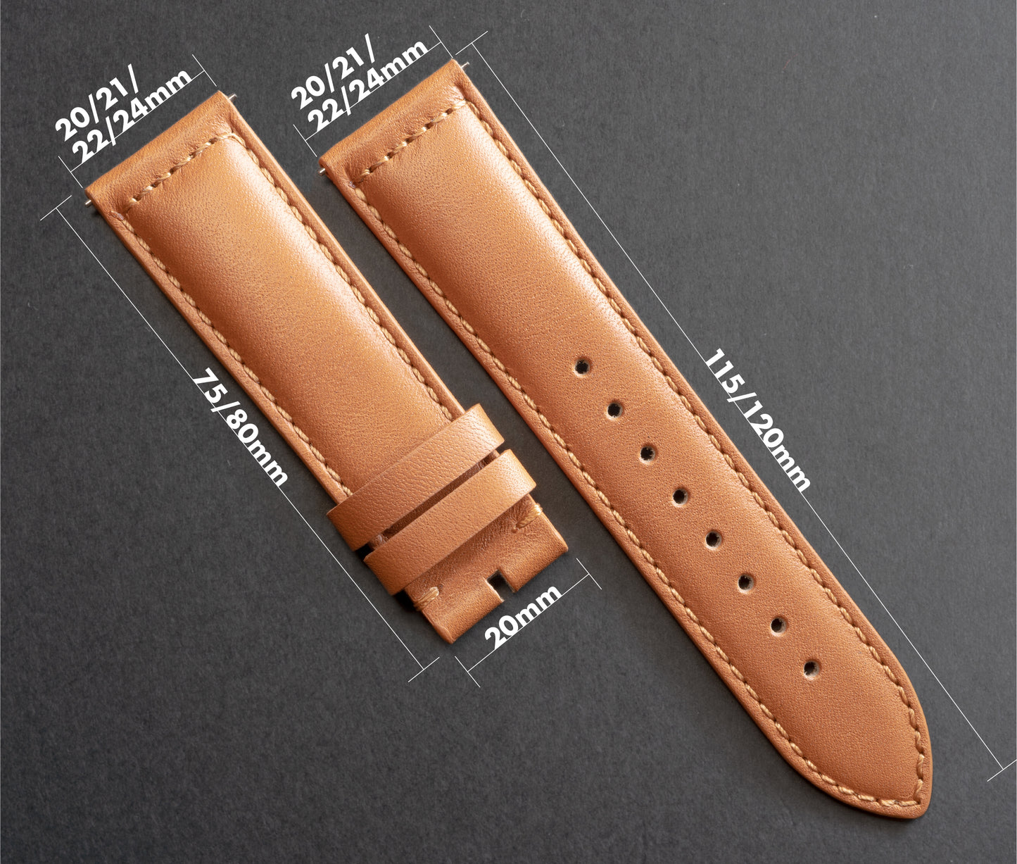 CayCan&Co. - HOS01.3 - Honey Brown Horween Leather Strap