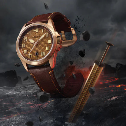 Warpath Series "The Sword Of King Goujian" Diamond-pattern Dial Bronze Case Watch 43.5mm